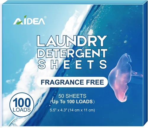 Vista 8 de AIDEA Hojas de detergente para ropa, sin perfume (160 cargas), 80 hojas, jabón de lavandería, detergente para lavadora, hoja de detergente libre