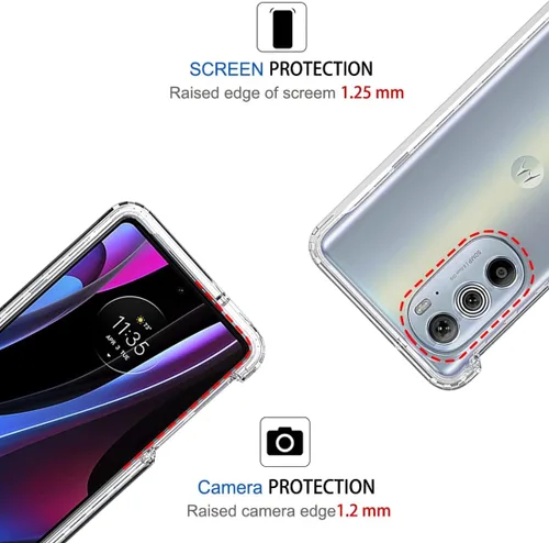 Vista 2 de Funda transparente compatible con Moto Edge + 2022/Edge 30 Pro/Edge X30 XT2201-1 con protector de pantalla de vidrio templado, bonita funda
