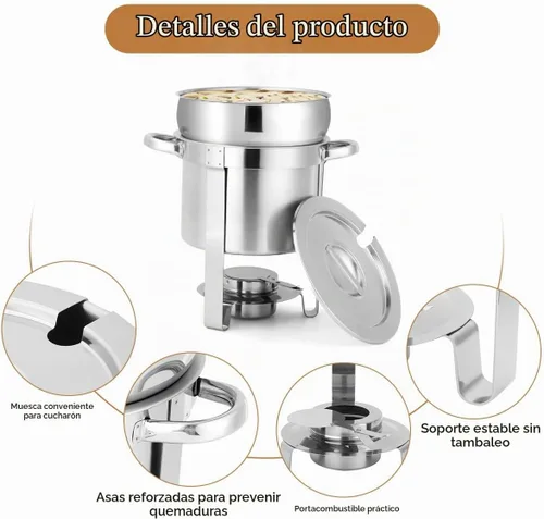 Vista 3 de Calentador de sopa redondo de acero inoxidable 7QT, paquete de 2