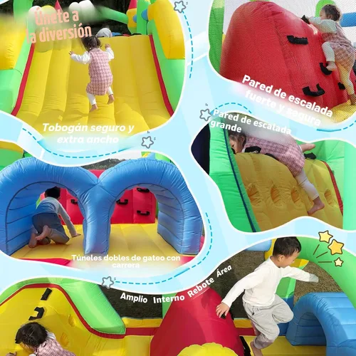 Vista 4 de Whubefy Casa de rebote grande inflable de 18x8.2 pies para niños grandes de 8 a 12 años, casa de obstáculos inflable con doble tobogán, túneles