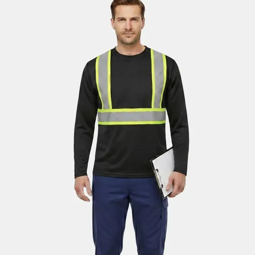Vista 8 de HYCOPROT Hi Vis - Camisas de seguridad de manga larga de alta visibilidad, camisa reflectante para hombres y mujeres, camiseta de construcción