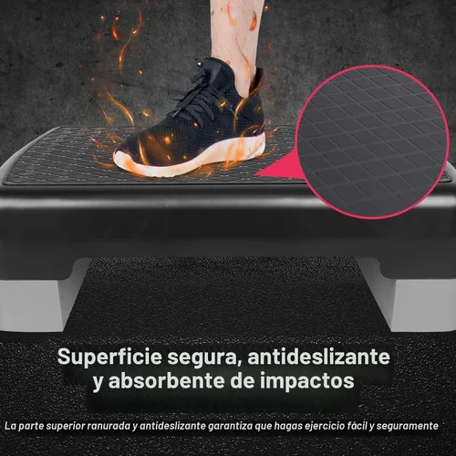 Vista 5 de Height-Adjustable 4"-6" Step Aerobics Platform Fitness Equipment Stepper Trainer Exercise Step Platform with 2 Riser
