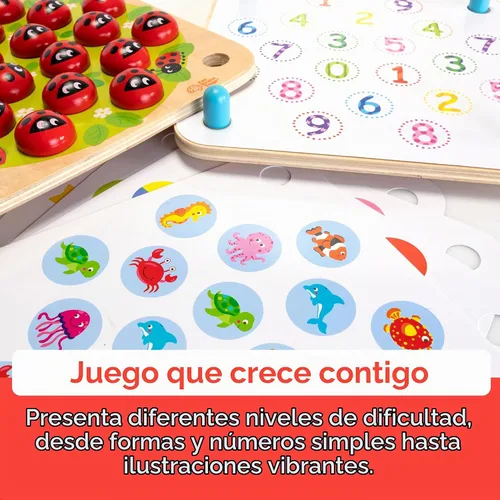 Vista 6 de Fat Brain Toys Ladybug's Garden - Juego de memoria para niños pequeños, juegos de memoria de madera a juego para niños, juguetes preescolares