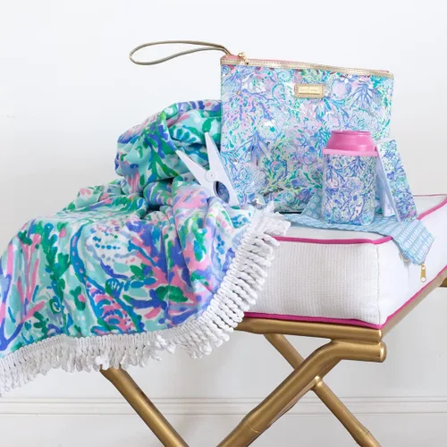 Vista 5 de Lilly Pulitzer Toalla grande para piscina/playa de tamaño extra, 40 x 70, toalla grande de felpa para adultos, Soleil It On Me