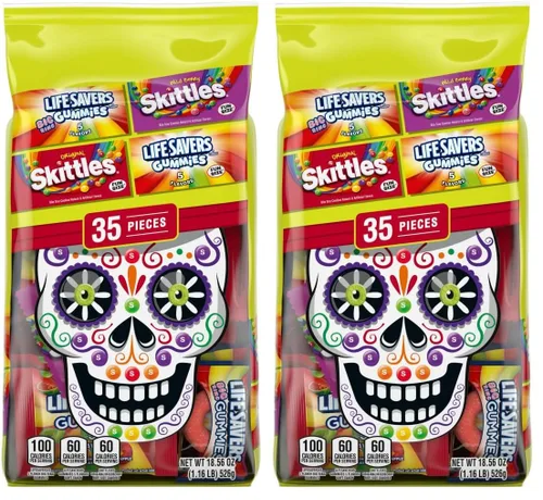 Vista 10 de Skittles, Starburst Fun Size Chewy Candy Surtido Variedad, envueltos individualmente, 32.28 onzas, bolsa a granel