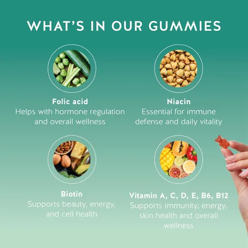 Vista 3 de Bears with Benefits Gomitas de apoyo inmunológico – Vitamina C, D, B6 y B12 – Impulso inmunológico diario – Veganas, con sabor natural (30 gomitas)
