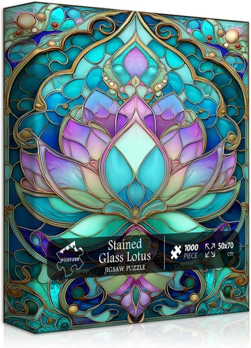 Vista 9 de Rompecabezas de flores de loto de ensueño para adultos, 1000 piezas, rompecabezas artístico de lirio de agua de fantasía con estrellas brillantes