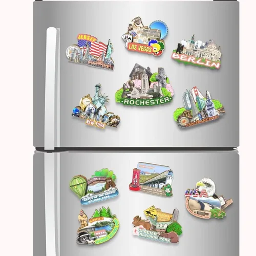 Vista 4 de Imán de Rochester de Estados Unidos para nevera, de madera, 3D, monumentos, viajes, coleccionables, recuerdos, decoración hecha a mano 2