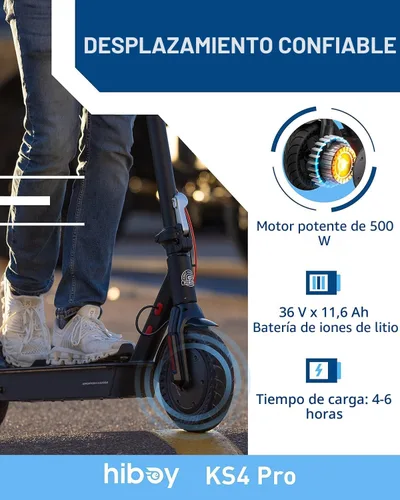 Vista 4 de Hiboy KS4 Pro Electric Scooter for Adults, 25-Mile Range, 19 MPH Negro