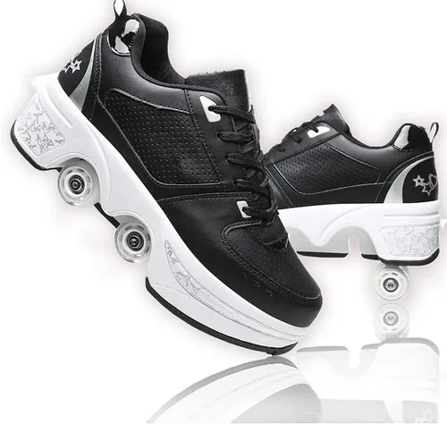 Vista 12 de Patines multifuncionales Zapatos de Deformación Automáticos Zapatos de Patinaje Masculino y Femenino Zapatos de Patinaje 2 en 1 Patines de Polea