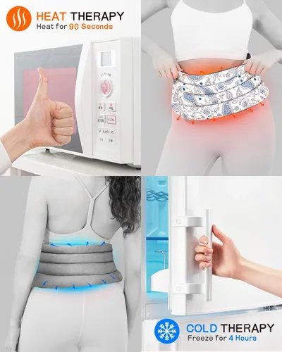 Vista 8 de Almohadilla térmica para microondas para espalda con calor húmedo, envoltura térmica extragrande para microondas para lumbar, cintura, estómago