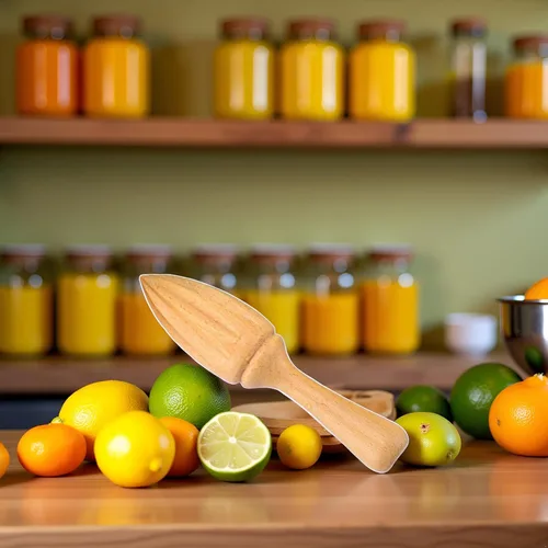 Vista 3 de Exprimidor de cítricos de madera, escariador manual de naranja limón con agarre ergonómico, herramienta exprimidora de frutas duradera