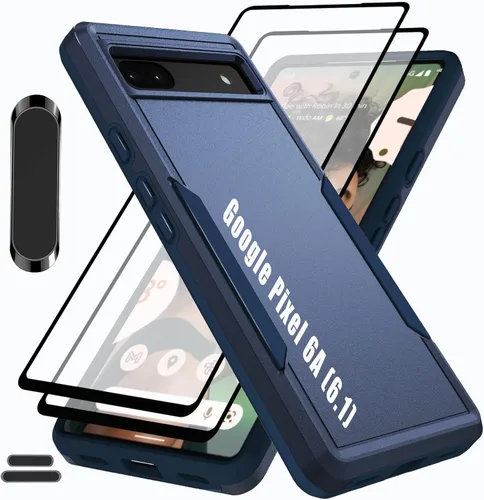 Vista 10 de Funda híbrida de doble capa para Pixel 6A de 6.1 pulgadas, resistente a los golpes, resistente a los golpes, con 1 soporte magnético para automóvil