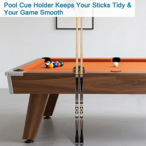 Vista 7 de Wood Pool Cue Holder Non-Slip Silicone Base Solid Wooden Construction Holds 2/3/4/5 Cues Weighted Metal Inside for Stability Billiard Accessory