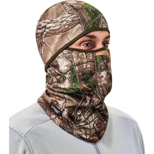 Vista 5 de Ergodyne - 16833 N-Ferno 6823 Pasamontañas de esquí, máscara facial de camuflaje resistente al viento, diseño con bisagras para usar como polaina