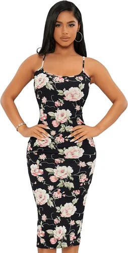 Vista 5 de SweatyRocks Vestido midi con abertura y estampado floral para mujer