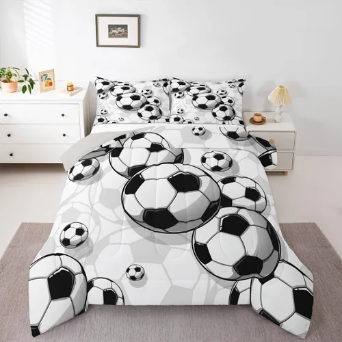 Vista 100 de Juego de ropa de cama de baloncesto para niños y adolescentes, juego de edredón deportivo para niños, tamaño matrimonial, suave, ligero, decoración