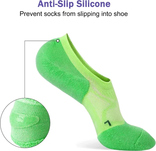 Vista 5 de No Show Socks - Calcetines deportivos de compresión de corte bajo y tobillo para mujer, 5 pares, Calcetines coloridos que aumentan el estado de ánimo