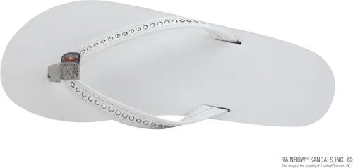 Vista 3 de Rainbow Sandals Mujer de una sola capa de cuero de primera calidad con correa estrecha de cristal Swarovski