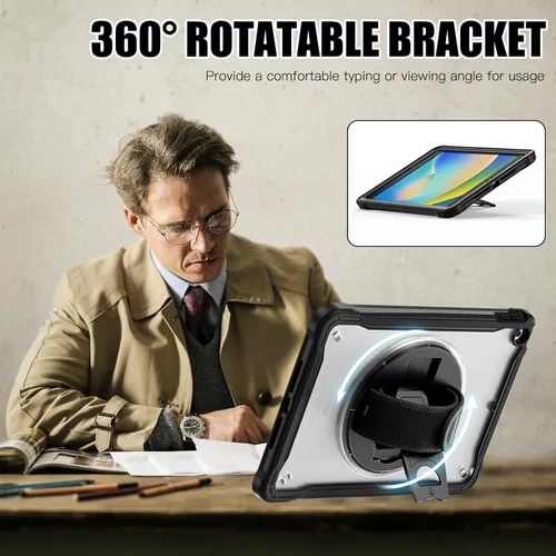 Vista 5 de BLOSOMEET Funda transparente para iPad de 9ª/8ª/7ª generación 2021/2020/2019 de 10.2 pulgadas con protector de pantalla de vidrio templado y soporte