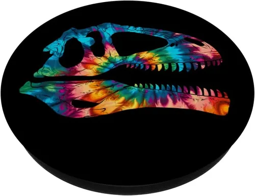 Vista 2 de Giganotosaurus Skull Fossil Tie Dye Dinosaur PopSockets Swappable PopGrip