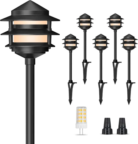 Vista 8 de Gardencoin Pagoda Luces de Camino de Bajo Voltaje para Paisaje, Luces de Camino LED al Aire Libre de 12V con Cable, Iluminación de Pasarela