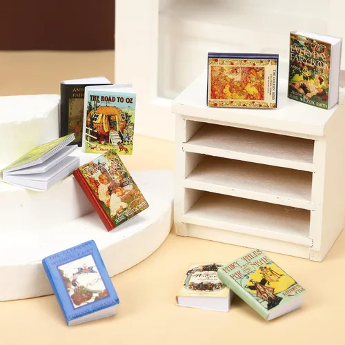 Vista 4 de Mini libros de hadas, 24 piezas de libros en miniatura a escala 1:12, libros para casa de muñecas, libros pequeños para accesorios de casa