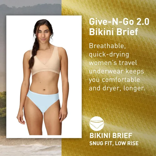 Vista 4 de ExOfficio Give-N-Go 2.0 - Calzones tipo bikini para mujer, paquete de 2 unidades - Ropa interior transpirable, duradera y de fácil cuidado