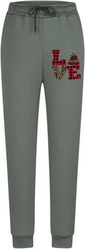 Vista 6 de Pantalones deportivos de Navidad para mujer, impresión gráfica, cintura elástica, pantalones largos, bolsillos, pantalones deportivos activos