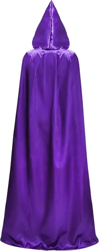 Vista 7 de Capa reversible con capucha para Halloween, 4.86 pies, capa de satén unisex, disfraz de cosplay para Halloween, fiesta de Navidad