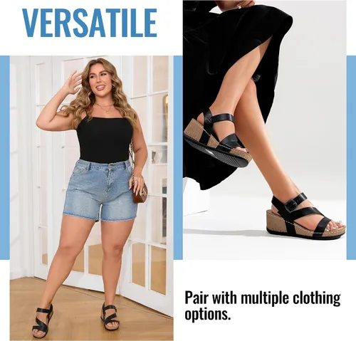 Vista 2 de Jeossy Sandalias de plataforma para mujer 835 cómodas sandalias de verano con hebilla y correa al tobillo