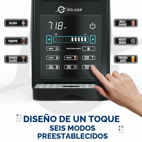 Vista 4 de Máquina de Granizados de 85 oz Fabricadora de Bebidas Congeladas con 6 Programas Preestablecidos, Control Inteligente de Temperatura, Enjuague Negro