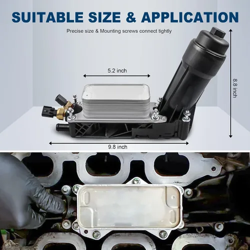 Vista 5 de MOSTPLUS Conjunto de adaptador de carcasa de filtro de enfriador de aceite de motor 5184294AE compatible con motor 2011 2012 2013 Dodge Jeep