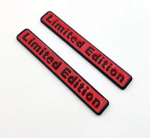Vista 4 de 2 calcomanías de metal 3D de edición limitada con logotipo de alta calidad para guardabarros laterales de automóvil, calcomanías para maletero rojo