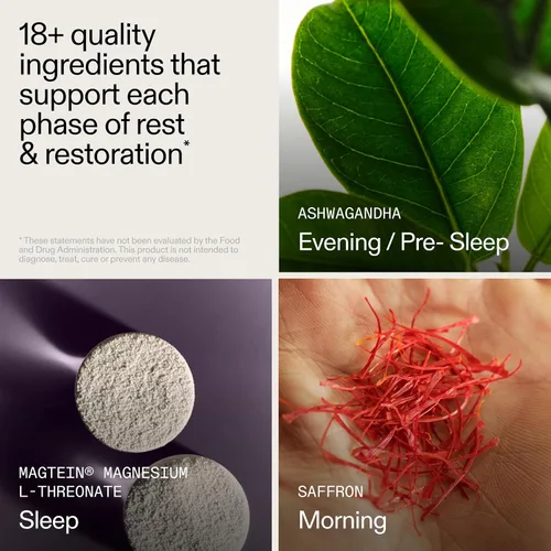 Vista 4 de AG1 AGZ Sleep Drink - 30 unidades de polvo calmante para dormir, mezcla nocturna sin melatonina con magnesio, ashwagandha, azafrán y valeriana