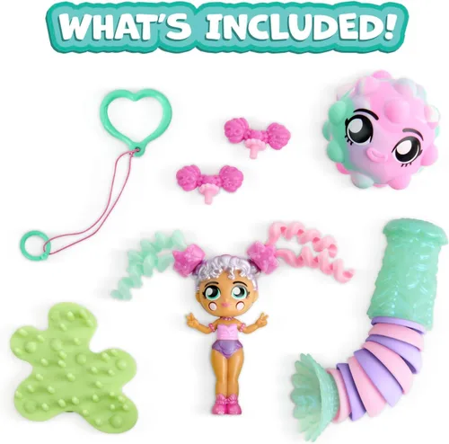 Vista 6 de Fashion Fidgets Sirena de lujo, muñeca y mascota con más de 18 formas de inquietud