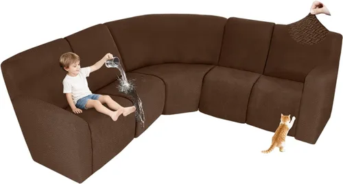 Vista 74 de ALIECOM Fundas 100% impermeables para sofá seccional reclinable, forma de L, elásticas, para esquina, funda para sofá seccional reclinable, lavable