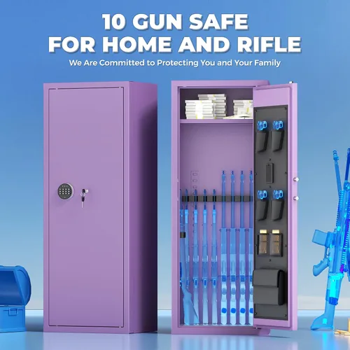 Vista 8 de Greenvelly Caja fuerte para armas 12-16 para rifles y pistolas, acceso rápido con estante ajustable para armas y teclado digital, armarios de armas
