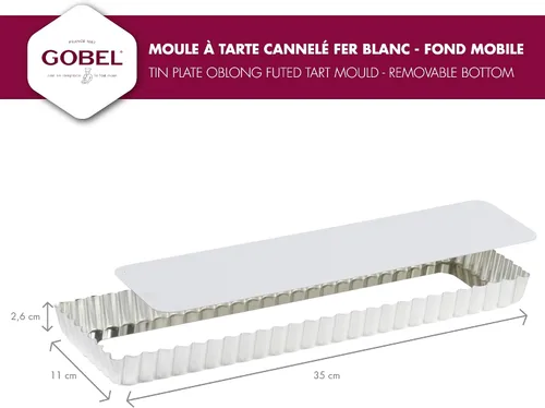 Vista 3 de Gobel Sartén rectangular para tartas - 4 × 14