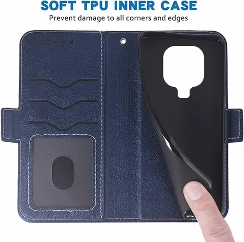 Vista 6 de Compatible con Xiaomi Redmi Note 9 Pro/Note 9s/Note9 Pro Max/Poco M2 Pro Wallet Case Funda de cuero Flip Cover Titular de la tarjeta Fundas de Azul