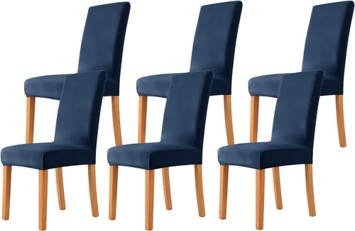 Vista 10 de Velvet Chair Covers Beige Gray, Stretch Dining Room Chair Covers 2 Pack, Super Fit Dining Chairs Slipcovers Spandex Washable Kitchen Parson Chair