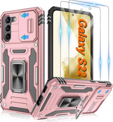 Vista 71 de Atump Funda para Motorola Moto G Play 2024 (4G) con [paquete de 2] protector de pantalla HD y cubierta para cámara deslizante, soporte de anillo