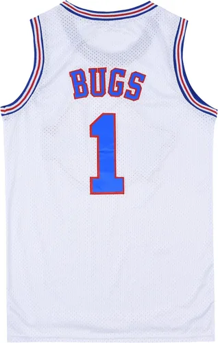 Vista 2 de Camiseta de baloncesto para hombre adulto #1 Bugs#10 Lola Costume Camisa de Halloween 90s Space Movie Jersey BlancoGris XS-XXL