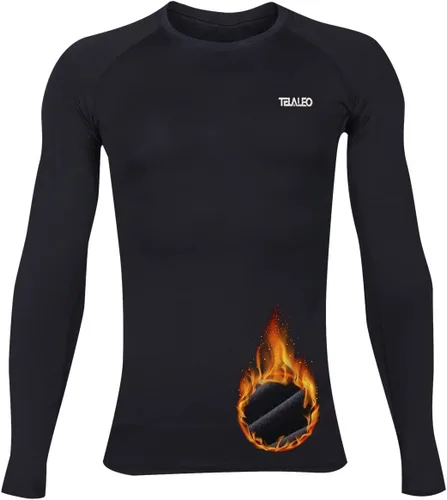 Vista 5 de TELALEO Camiseta de compresión térmica para niños y niñas, manga larga, forro polar, capa base, camiseta deportiva de fútbol