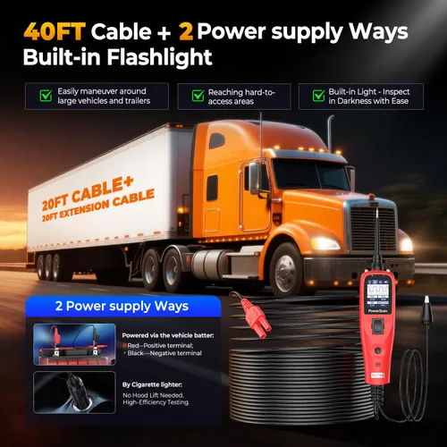 Vista 4 de Autel PowerScan PS100 - Probador de circuito automotriz 2.0, herramienta de sonda de circuito de alimentación de 12-24 V, buscador de circuito