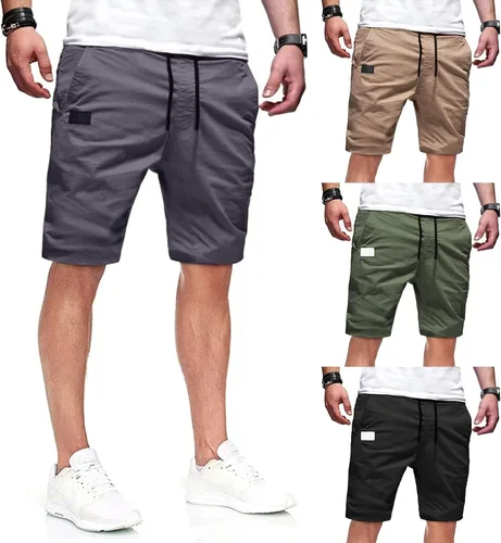 Vista 2 de Pantalones cortos para hombre, pantalones cortos de secado rápido para hombre, pantalones casuales de verano, pantalones cortos chinos con bolsillos