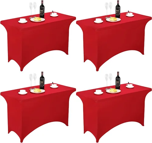 Vista 161 de FORLIFE - Funda de mesa de elastano, mantel ajustado de 4 pies para mesas rectangulares, funda elástica para patio, universal para bodas, banquetes