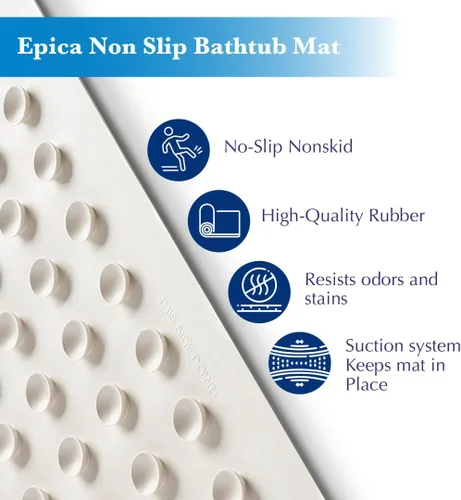 Vista 2 de Epica Alfombrilla Antideslizante para Bañera Alfombrilla de Baño de Goma Real para Bañera, Ducha, Seguridad del Bebé, Niños, Mascota Perro, Suave