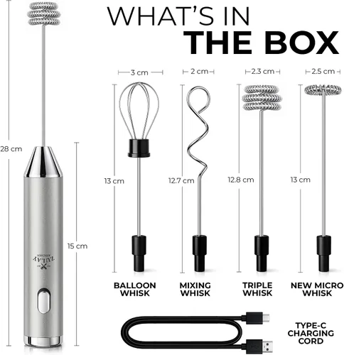 Vista 67 de Zulay Milk Boss Espumador de leche potente manual, hace espuma para latte, batidor para mezclar bebidas, café, miniespumador para capuchino, frappé