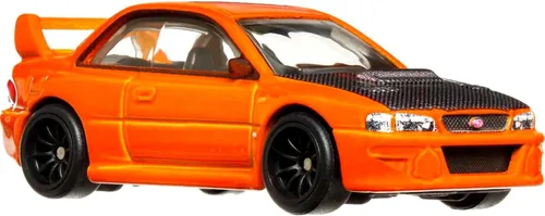 Vista 2 de Hot Wheels Vehículos de leyendas del circuito cultural del automóvil para niños de 3 años en adelante, Subaru WRX Sti 22B, colección prémium